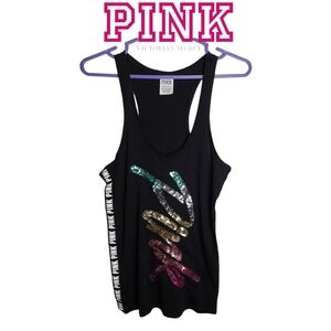 PINK Victoria's Secret Black Sequin Tank Top